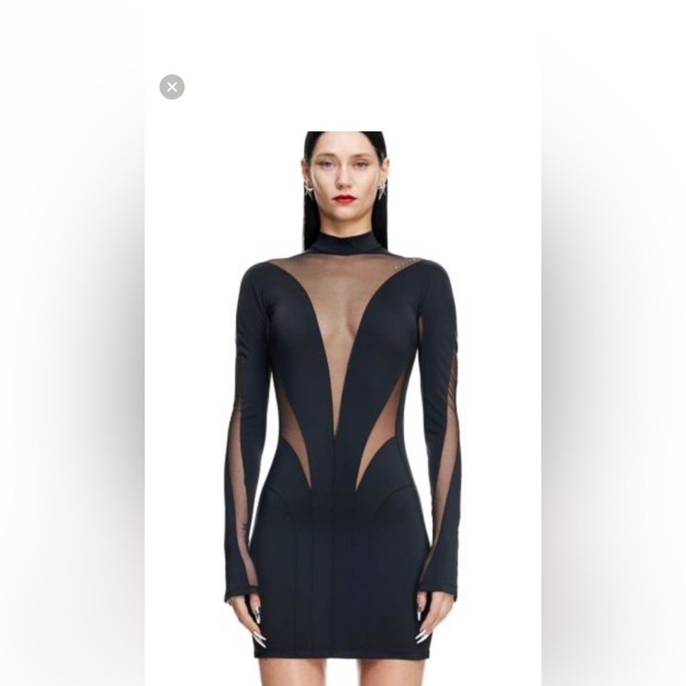 NWOT MUGLER x H&M sheer and black mock neck sexyyy dress XXL